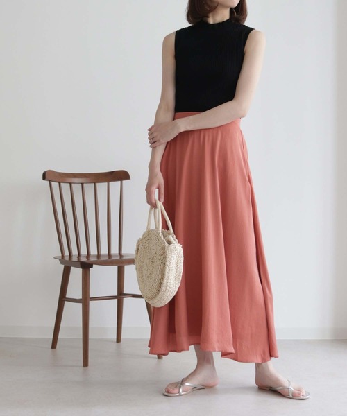 HER CLOSET（ハークローゼット）の「【HERCLOSET】エアリーフレアマキシスカート（スカート・レディース・ブラック/ピンクベージュ/テラコッタ/ターコイズブルー・M）」の12枚目の写真