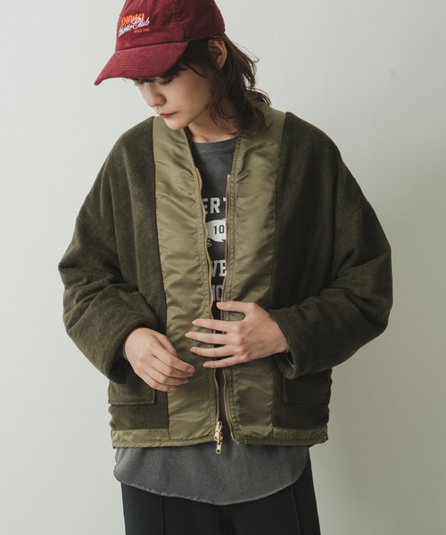 kha:ki(カーキ)の「「KHA:KI / カーキ」ダーツカラーMA-1(ミリタリージャケット・レディース・カーキ/ベージュ・1)」の14枚目の写真