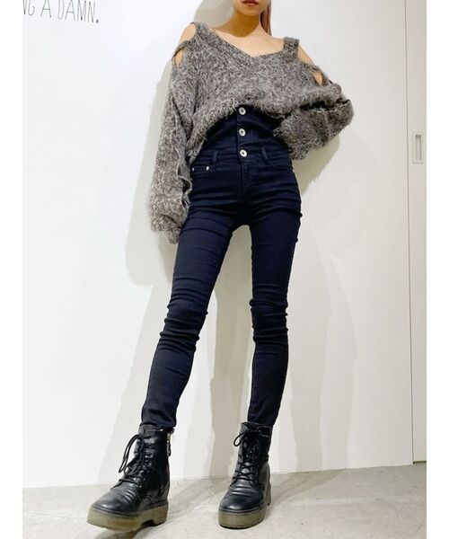 GYDA(ジェイダ)の「ハイウエストボタンスキニーデニム パンツ(デニムパンツ・レディース・ライトブルー/インディゴブルー・XX-SMALL/X-SMALL/SMALL/MEDIUM)」の15枚目の写真