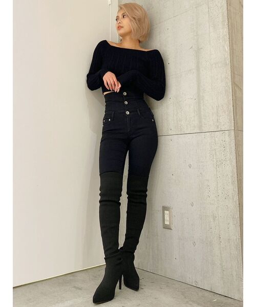 GYDA(ジェイダ)の「ハイウエストボタンスキニーデニム パンツ(デニムパンツ・レディース・ライトブルー/インディゴブルー・XX-SMALL/X-SMALL/SMALL/MEDIUM)」の22枚目の写真