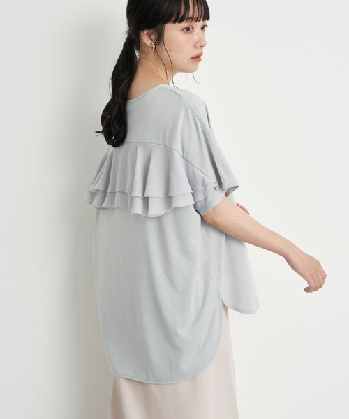 earth music&ecology(アースミュージックアンドエコロジー)の「バックフリルプルオーバー *(Tシャツ/カットソー・レディース・ホワイト/ラベンダー/ミント/サックスブルー・FREE)」の3枚目の写真