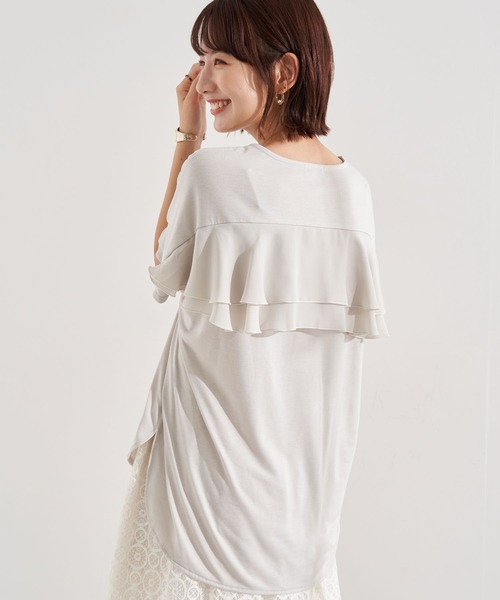 earth music&ecology(アースミュージックアンドエコロジー)の「バックフリルプルオーバー *(Tシャツ/カットソー・レディース・ホワイト/ラベンダー/ミント/サックスブルー・FREE)」の2枚目の写真