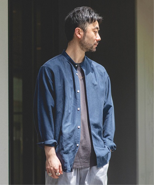 EDIFICE（エディフィス）の「テンセルリネン ポプリンバンドカラー シャツ（シャツ/ブラウス・メンズ・ホワイト/ブラック/ベージュ/ネイビー・SMALL/MEDIUM/LARGE/X-LARGE）」の4枚目の写真