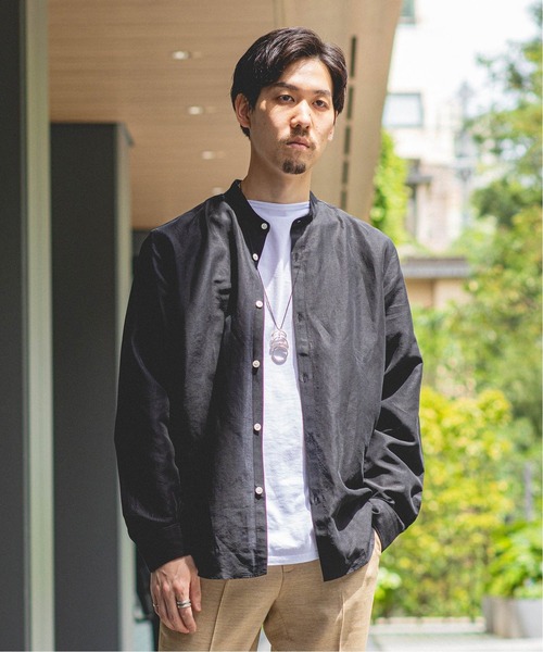 EDIFICE（エディフィス）の「テンセルリネン ポプリンバンドカラー シャツ（シャツ/ブラウス・メンズ・ホワイト/ブラック/ベージュ/ネイビー・SMALL/MEDIUM/LARGE/X-LARGE）」の3枚目の写真