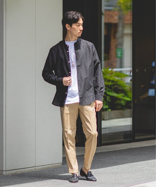 EDIFICE（エディフィス）の「テンセルリネン ポプリンバンドカラー シャツ（シャツ/ブラウス・メンズ・ホワイト/ブラック/ベージュ/ネイビー・SMALL/MEDIUM/LARGE/X-LARGE）」の9枚目の写真