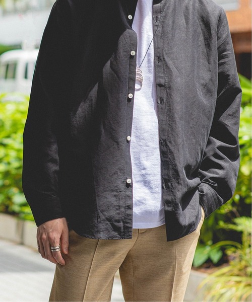 EDIFICE（エディフィス）の「テンセルリネン ポプリンバンドカラー シャツ（シャツ/ブラウス・メンズ・ホワイト/ブラック/ベージュ/ネイビー・SMALL/MEDIUM/LARGE/X-LARGE）」の14枚目の写真