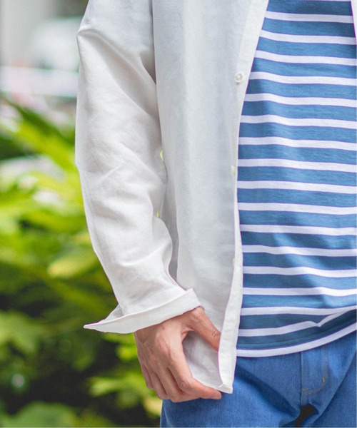 EDIFICE（エディフィス）の「テンセルリネン ポプリンバンドカラー シャツ（シャツ/ブラウス・メンズ・ホワイト/ブラック/ベージュ/ネイビー・SMALL/MEDIUM/LARGE/X-LARGE）」の19枚目の写真