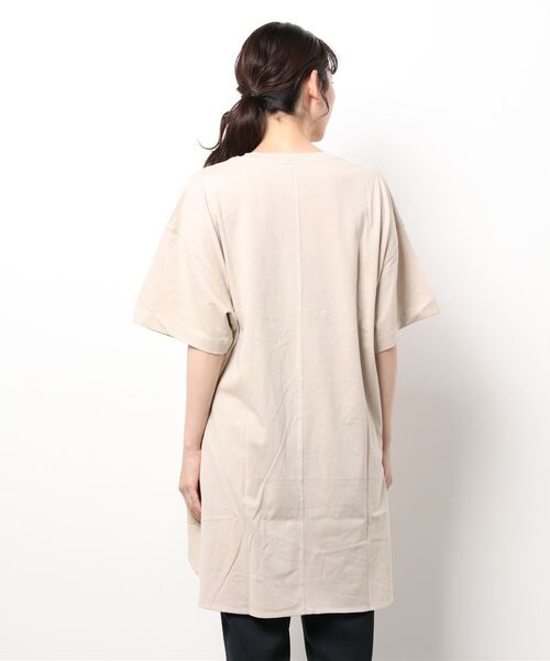 JUGLANS(ユグランス)の「☆ プリント入りスリットロングT(Tシャツ/カットソー・レディース・ホワイト/ベージュ/ラベンダー/レンガ・FREE)」の6枚目の写真