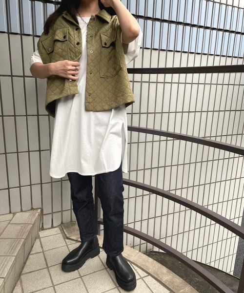 JUGLANS(ユグランス)の「☆ プリント入りスリットロングT(Tシャツ/カットソー・レディース・ホワイト/ベージュ/ラベンダー/レンガ・FREE)」の16枚目の写真