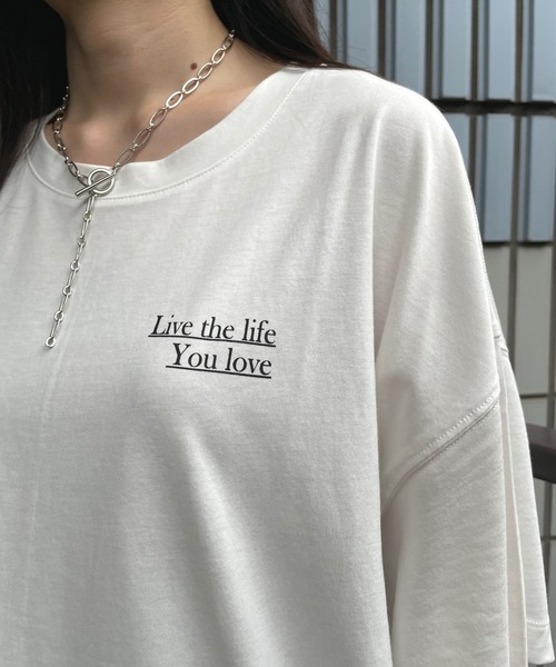 JUGLANS(ユグランス)の「☆ プリント入りスリットロングT(Tシャツ/カットソー・レディース・ホワイト/ベージュ/ラベンダー/レンガ・FREE)」の11枚目の写真