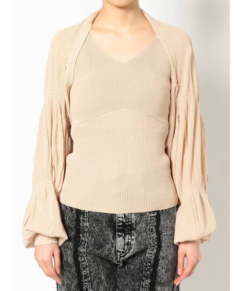 EMODA(エモダ)の「シャーリングボレロニットセット(カーディガン/ボレロ・レディース・ベージュ/ブラック/グリーン・FREE)」の10枚目の写真