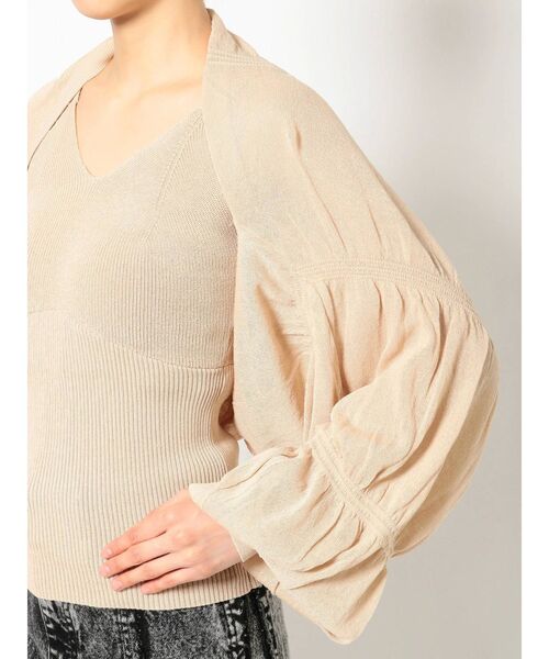 EMODA(エモダ)の「シャーリングボレロニットセット(カーディガン/ボレロ・レディース・ベージュ/ブラック/グリーン・FREE)」の14枚目の写真