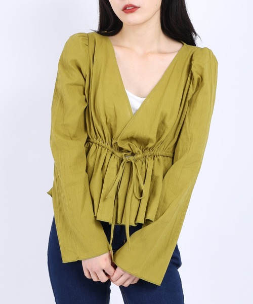 PUNYUS（プニュズ）の「ペプラムカーディガン（カーディガン/ボレロ・レディース・カーキ/ブルー/オレンジ/ブラック/ホワイト・1/2/3/4）」の4枚目の写真