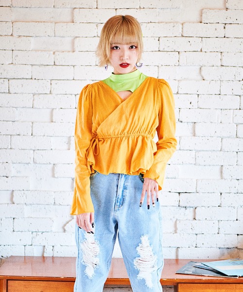 PUNYUS（プニュズ）の「ペプラムカーディガン（カーディガン/ボレロ・レディース・カーキ/ブルー/オレンジ/ブラック/ホワイト・1/2/3/4）」の16枚目の写真