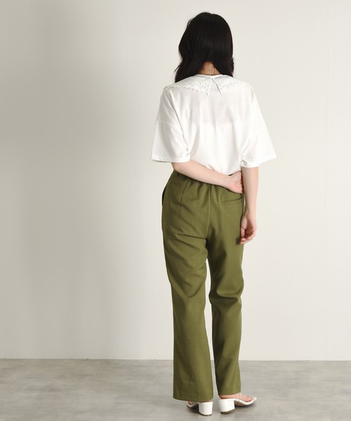 w closet（ダブルクローゼット）の「付け衿+カレッジプリントTシャツSET（Tシャツ/カットソー・レディース・オフホワイト/ブルー/グリーン/スミクロ・FREE）」の10枚目の写真