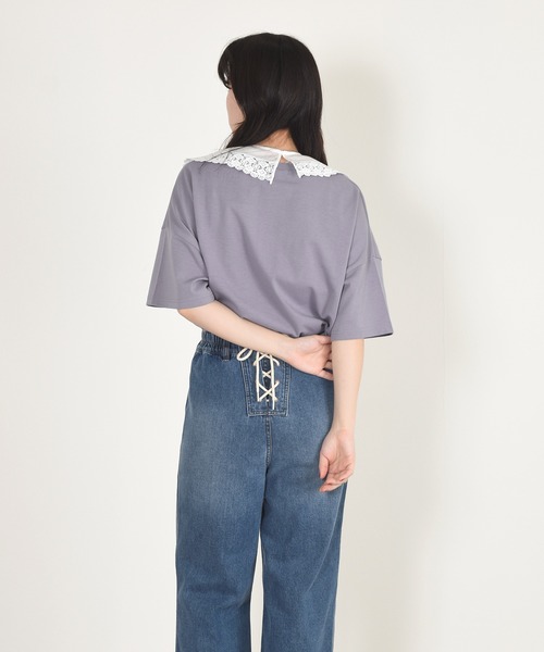 w closet（ダブルクローゼット）の「付け衿+カレッジプリントTシャツSET（Tシャツ/カットソー・レディース・オフホワイト/ブルー/グリーン/スミクロ・FREE）」の21枚目の写真