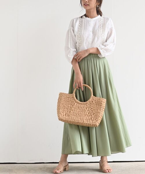 rps（アールピーエス）の「レースピンタック７分袖バンドカラーブラウス（シャツ/ブラウス・レディース・ブラック/オフホワイト/アイボリー・M/フリー）」の12枚目の写真