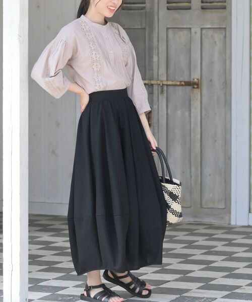 rps（アールピーエス）の「レースピンタック７分袖バンドカラーブラウス（シャツ/ブラウス・レディース・ブラック/オフホワイト/アイボリー・M/フリー）」の18枚目の写真