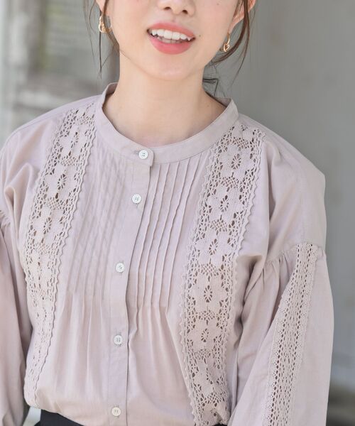 rps（アールピーエス）の「レースピンタック７分袖バンドカラーブラウス（シャツ/ブラウス・レディース・ブラック/オフホワイト/アイボリー・M/フリー）」の19枚目の写真