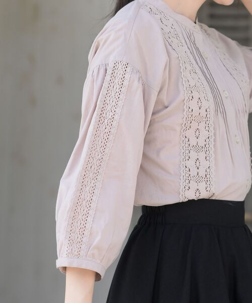 rps（アールピーエス）の「レースピンタック７分袖バンドカラーブラウス（シャツ/ブラウス・レディース・ブラック/オフホワイト/アイボリー・M/フリー）」の22枚目の写真