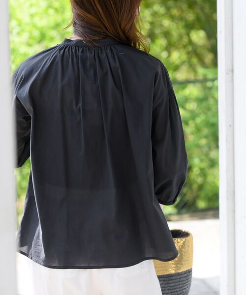 レースピンタック7分袖バンドカラーブラウス（シャツ/ブラウス）｜rps