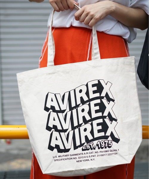 AVIREX(アヴィレックス)の「【直営店限定】ウェーブロゴ トートバッグ/ WAVE LOGO TOTE BAG(トートバッグ・レディース・ブラック/オフホワイト・FREE)」の1枚目の写真