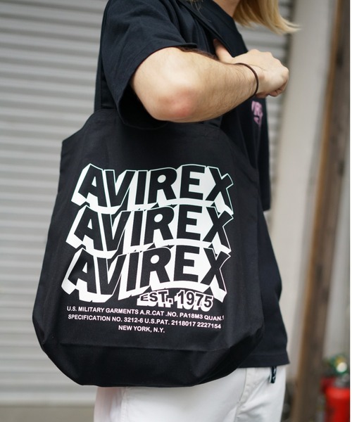 AVIREX(アヴィレックス)の「【直営店限定】ウェーブロゴ トートバッグ/ WAVE LOGO TOTE BAG(トートバッグ・レディース・ブラック/オフホワイト・FREE)」の2枚目の写真