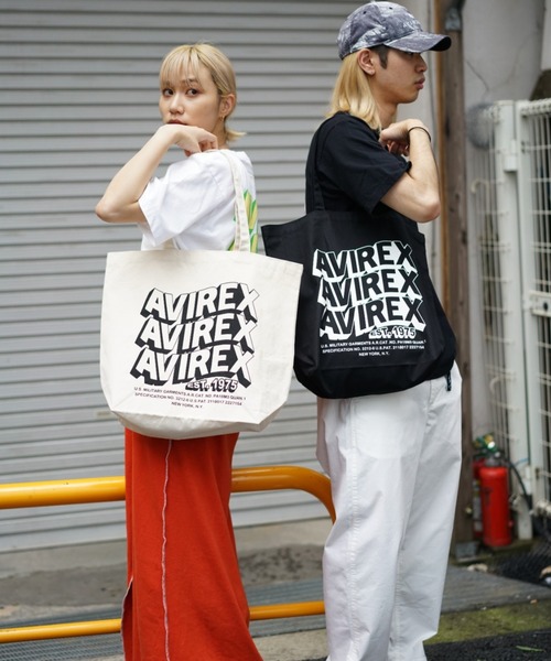 AVIREX(アヴィレックス)の「【直営店限定】ウェーブロゴ トートバッグ/ WAVE LOGO TOTE BAG(トートバッグ・レディース・ブラック/オフホワイト・FREE)」の7枚目の写真