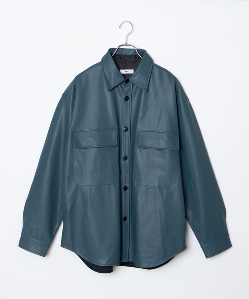 WEGO（ウィゴー）の「WEGO/フェイクレザービッグシルエットシャツ（シャツ/ブラウス・メンズ・ブラック/グリーン系その他・MEDIUM/LARGE）」の16枚目の写真