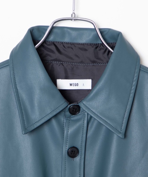 WEGO（ウィゴー）の「WEGO/フェイクレザービッグシルエットシャツ（シャツ/ブラウス・メンズ・ブラック/グリーン系その他・MEDIUM/LARGE）」の14枚目の写真