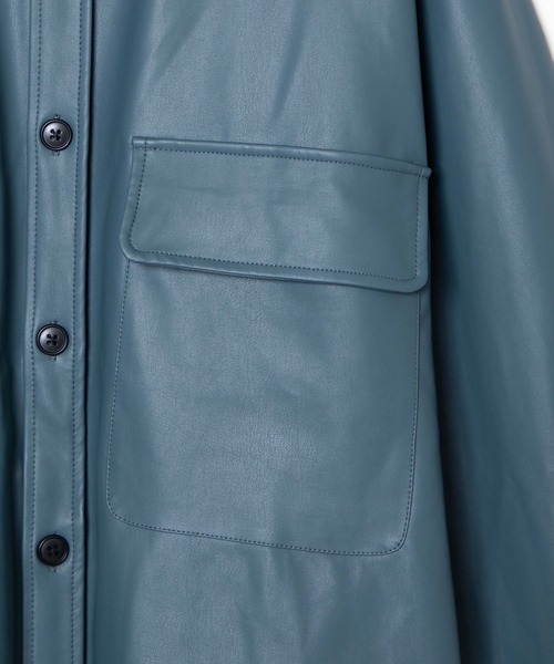 WEGO（ウィゴー）の「WEGO/フェイクレザービッグシルエットシャツ（シャツ/ブラウス・メンズ・ブラック/グリーン系その他・MEDIUM/LARGE）」の13枚目の写真