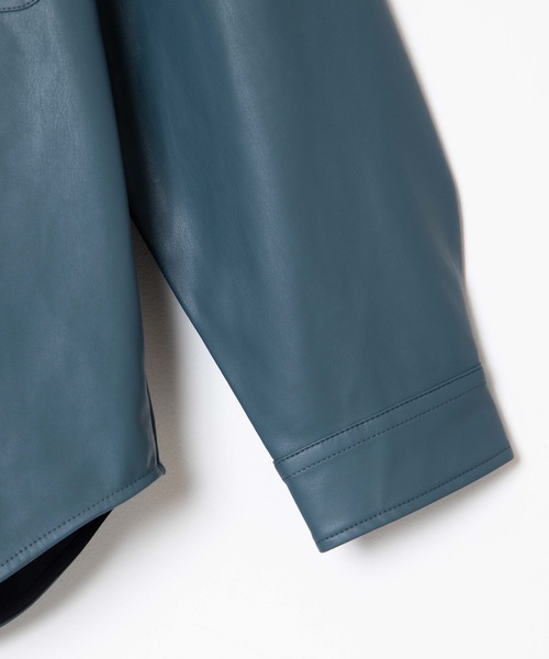 WEGO（ウィゴー）の「WEGO/フェイクレザービッグシルエットシャツ（シャツ/ブラウス・メンズ・ブラック/グリーン系その他・MEDIUM/LARGE）」の12枚目の写真