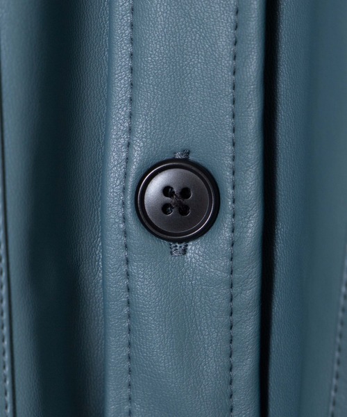 WEGO（ウィゴー）の「WEGO/フェイクレザービッグシルエットシャツ（シャツ/ブラウス・メンズ・ブラック/グリーン系その他・MEDIUM/LARGE）」の11枚目の写真