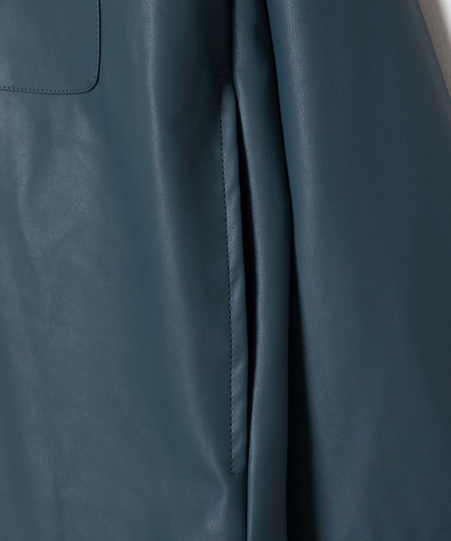 WEGO（ウィゴー）の「WEGO/フェイクレザービッグシルエットシャツ（シャツ/ブラウス・メンズ・ブラック/グリーン系その他・MEDIUM/LARGE）」の10枚目の写真