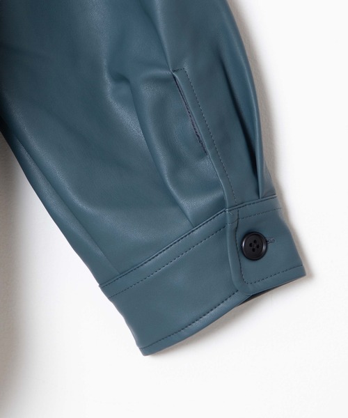 WEGO（ウィゴー）の「WEGO/フェイクレザービッグシルエットシャツ（シャツ/ブラウス・メンズ・ブラック/グリーン系その他・MEDIUM/LARGE）」の9枚目の写真