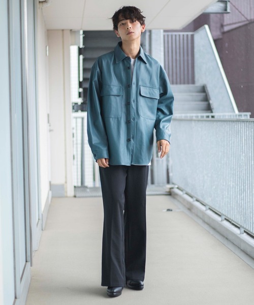 WEGO（ウィゴー）の「WEGO/フェイクレザービッグシルエットシャツ（シャツ/ブラウス・メンズ・ブラック/グリーン系その他・MEDIUM/LARGE）」の18枚目の写真