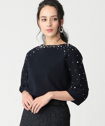 【美品】TO BE CHIC ハリーストレッチニット パール 定価4,2万 TO BE CHIC（トゥー ビー シック）の「【L】ハリーストレッチニット