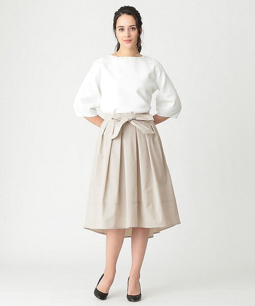 新品TO BE CHIC パール付き　ハリーストレッチニット TO BE CHIC（トゥー ビー シック）の「【L】ハリーストレッチニット