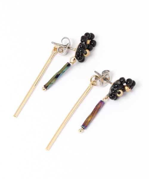 niko and...(ニコアンド)の「プチビーズデザインキャッチピアス(ピアス(両耳用)・レディース・イエロー/ブラック/アイボリー・0)」の2枚目の写真