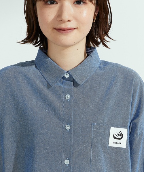 ONIGIRI（オニギリ）の「ボーイフレンドシャツ（シャツ/ブラウス・レディース・ホワイト/ストライプ/ブルー系・FREE）」の15枚目の写真
