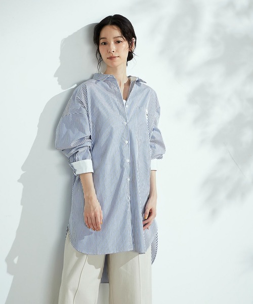 ONIGIRI（オニギリ）の「ボーイフレンドシャツ（シャツ/ブラウス・レディース・ホワイト/ストライプ/ブルー系・FREE）」の22枚目の写真