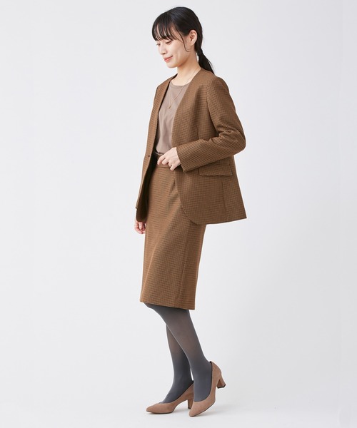 KASHIYAMA（カシヤマ）の「＜ウォッシャブル＞ウルコ チェックスリムタイトスカート（スカート・レディース・ベージュ系その他/ブラウン系その他・マルチサイズ）」の2枚目の写真