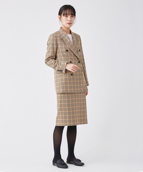 KASHIYAMA（カシヤマ）の「＜ウォッシャブル＞ウルコ チェックスリムタイトスカート（スカート・レディース・ベージュ系その他/ブラウン系その他・マルチサイズ）」の4枚目の写真