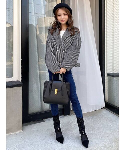 RESEXXY（リゼクシー）の「ヘリンボーンコクーンコート（その他アウター・レディース・ブラック/ベージュ/ブルー・FREE）」の9枚目の写真