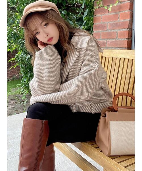 RESEXXY（リゼクシー）の「ヘリンボーンコクーンコート（その他アウター・レディース・ブラック/ベージュ/ブルー・FREE）」の19枚目の写真