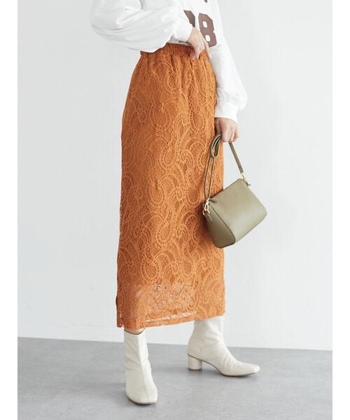 Green　Parks（グリーンパークス）の「レースタイトロングスカート＊（スカート・レディース・ブラウン/オレンジ/ブルー・FREE）」の17枚目の写真