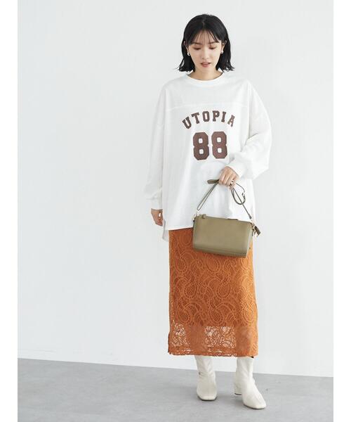 Green　Parks（グリーンパークス）の「レースタイトロングスカート＊（スカート・レディース・ブラウン/オレンジ/ブルー・FREE）」の7枚目の写真