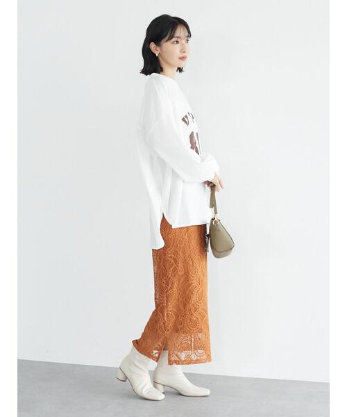 Green　Parks（グリーンパークス）の「レースタイトロングスカート＊（スカート・レディース・ブラウン/オレンジ/ブルー・FREE）」の6枚目の写真