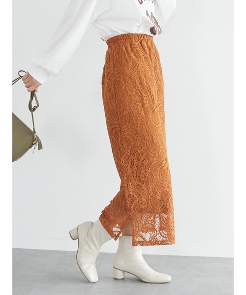 Green　Parks（グリーンパークス）の「レースタイトロングスカート＊（スカート・レディース・ブラウン/オレンジ/ブルー・FREE）」の14枚目の写真