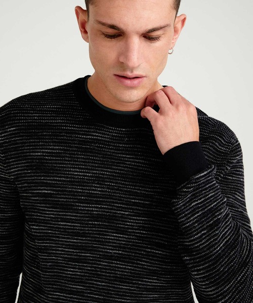 SISLEY(シスレー)の「総柄ラウンドネックニット・セーター(ニット/セーター・メンズ・ネイビー/ダークグレー・SMALL/MEDIUM/LARGE)」の13枚目の写真